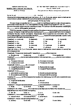 Đề thi thử tốt nghiệp THPT Quốc gia môn Tiếng Anh lần 1 năm 2021 - Trường THPT Nguyễn Tất Thành